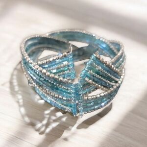 Blue and Silver wrap bracelet